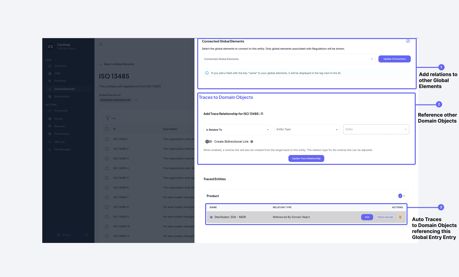 Global Element Drawer Tracer