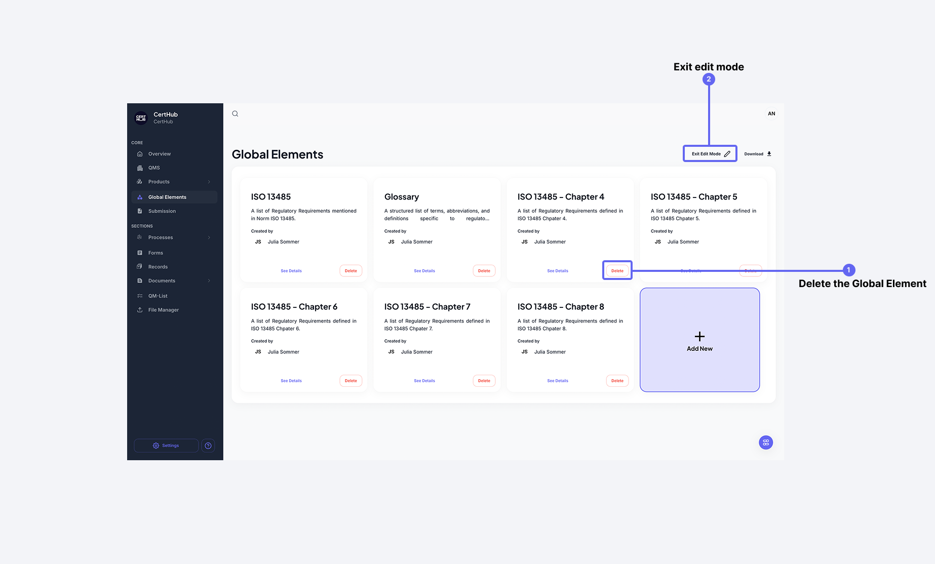 Global Elements Edit