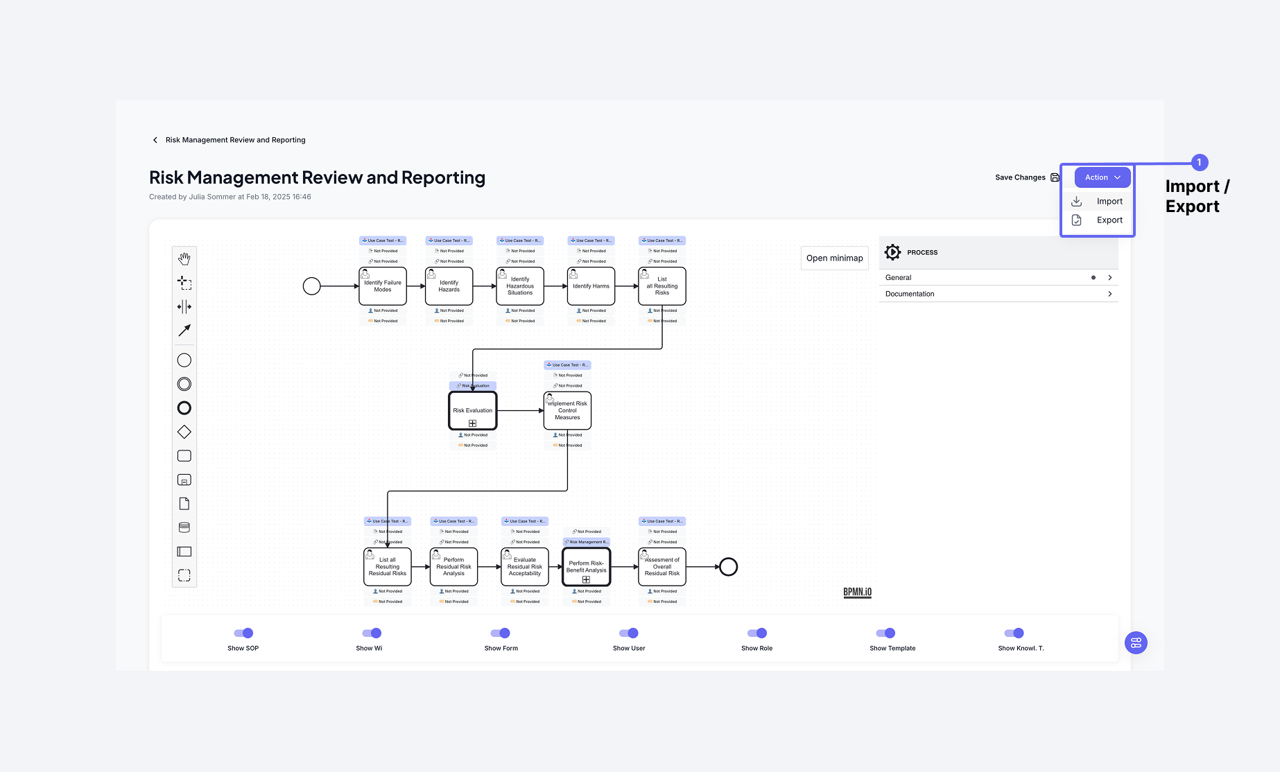 Process Editor Import Export