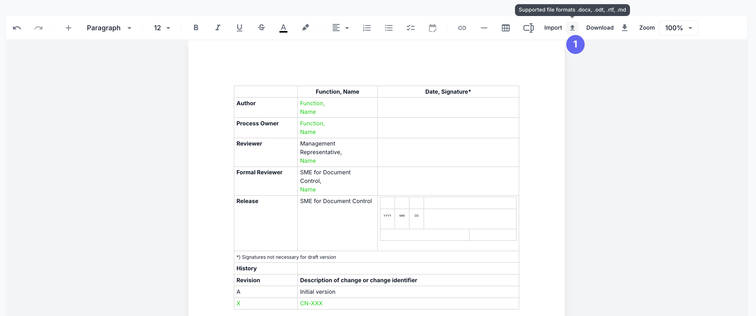 Word Document Import