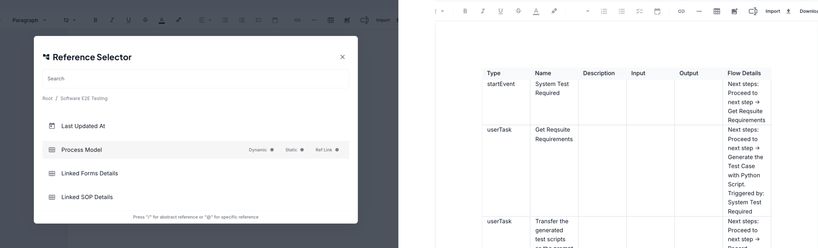 Process Model Reference